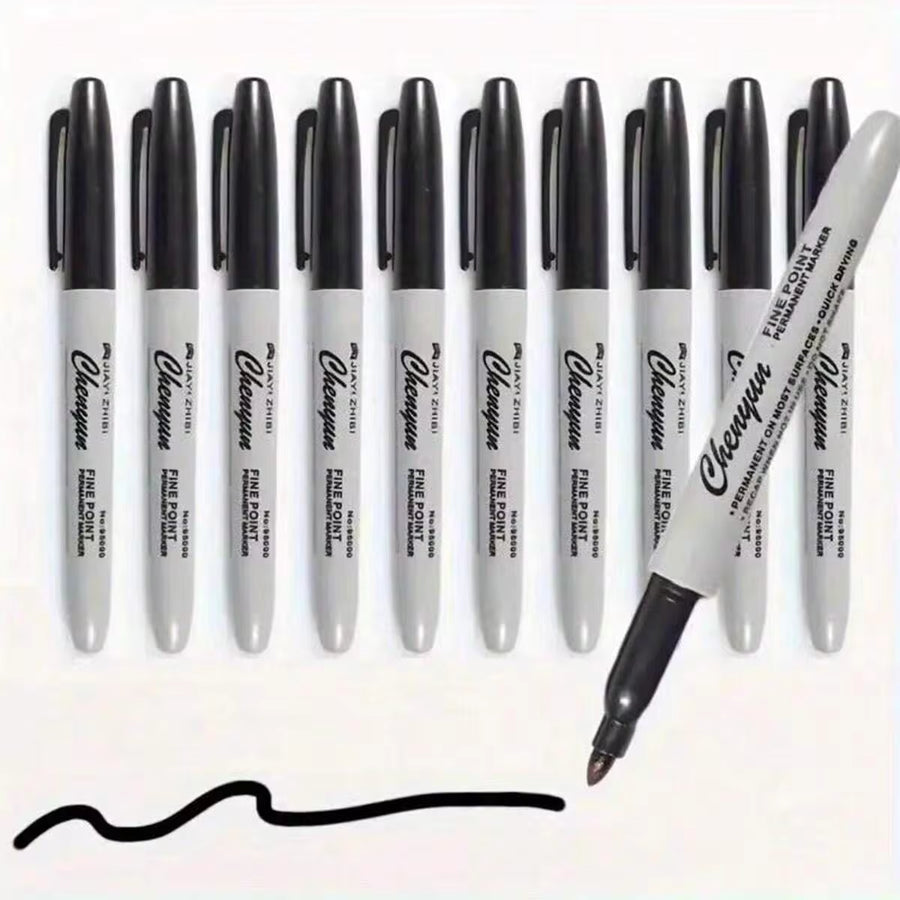 Multi-Color Permanent Markers, Black Fine Tip Permanent Markers, Permanent Marker Set, Quick Dry Fade-Resistant Fine Tip Markers Suitable For Wood, Plastic, Paper, Metal And More, For Painting, Coloring And Poster Making