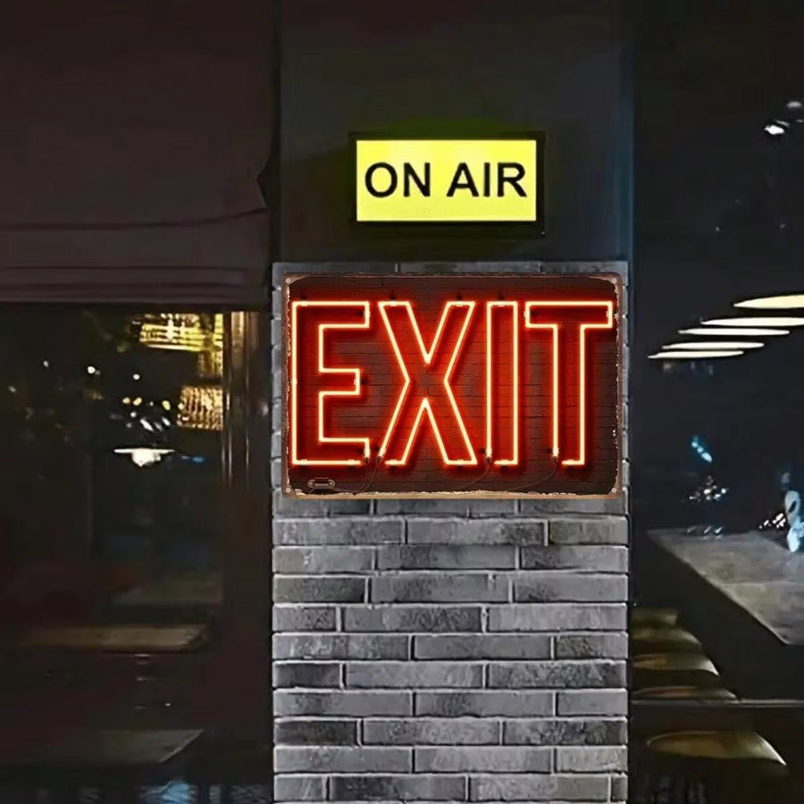 1Pc Vintage Rustic Iron Sign, 12x8 Inch (30x20cm), "EXIT" Style Design Wall Art, Suitable For Home, Bar, Pub, Cafe, Farmhouse Room Decor Metal Poster, Retro Wall Hanging Plaque, Suitable For Living Room, Bedroom, Kitchen, Bathroom, Office, Hotel